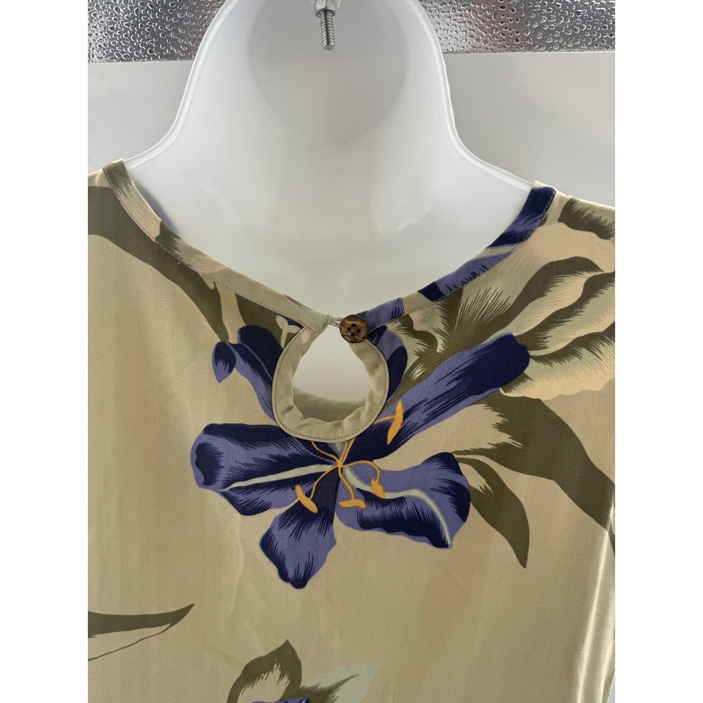 Tommy Bahama Womens Silk Maxi Dress Floral Vintage Sage Green Sleeveless Medium - Picture 5 of 8
